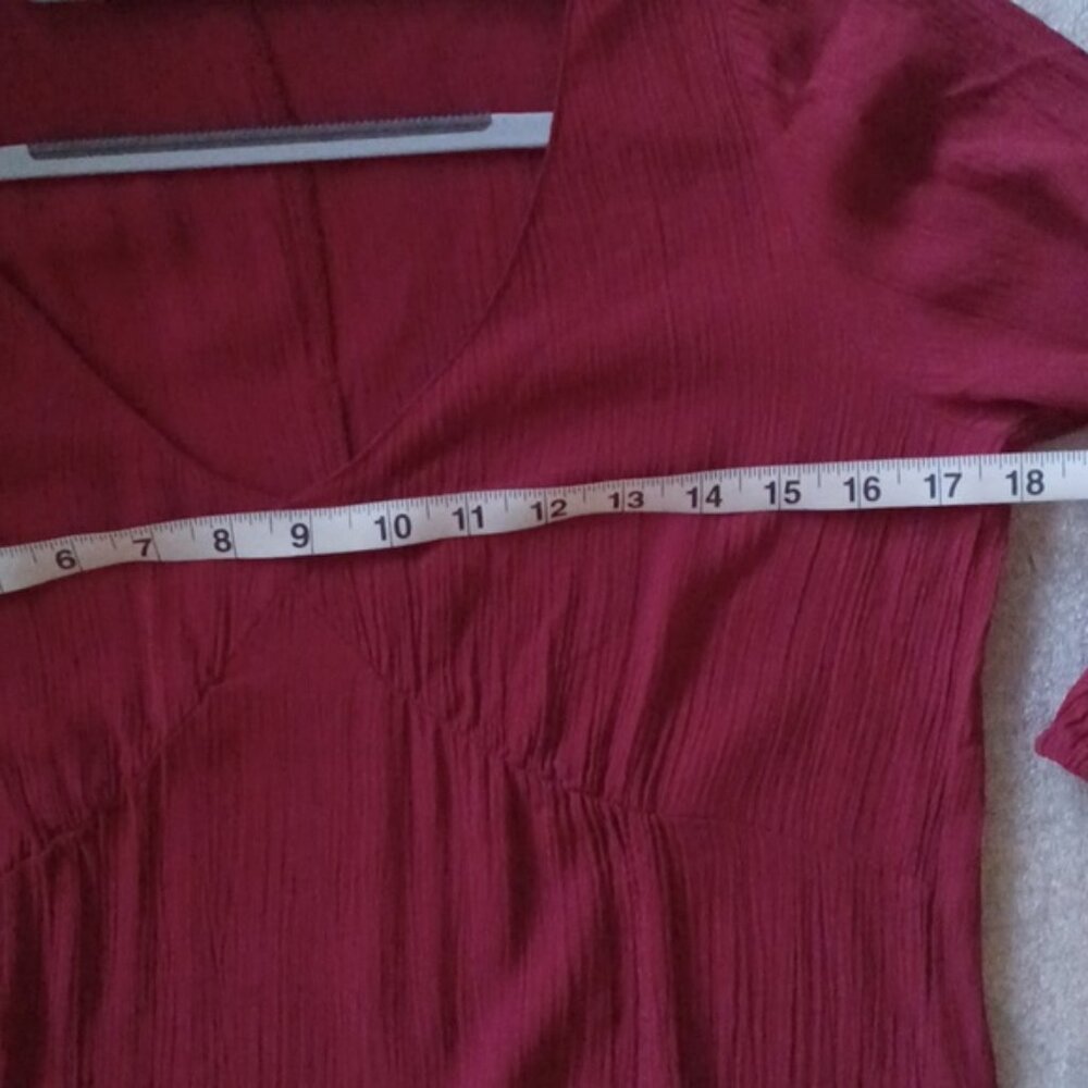 Zara V-Neck Red Mini  Dress Women's Medium M - Picture 6 of 7